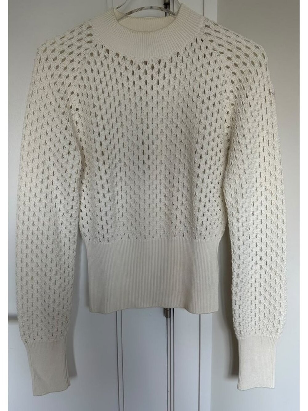 Moncler Women's Ivory Open Knit Mesh Sweater Size S
